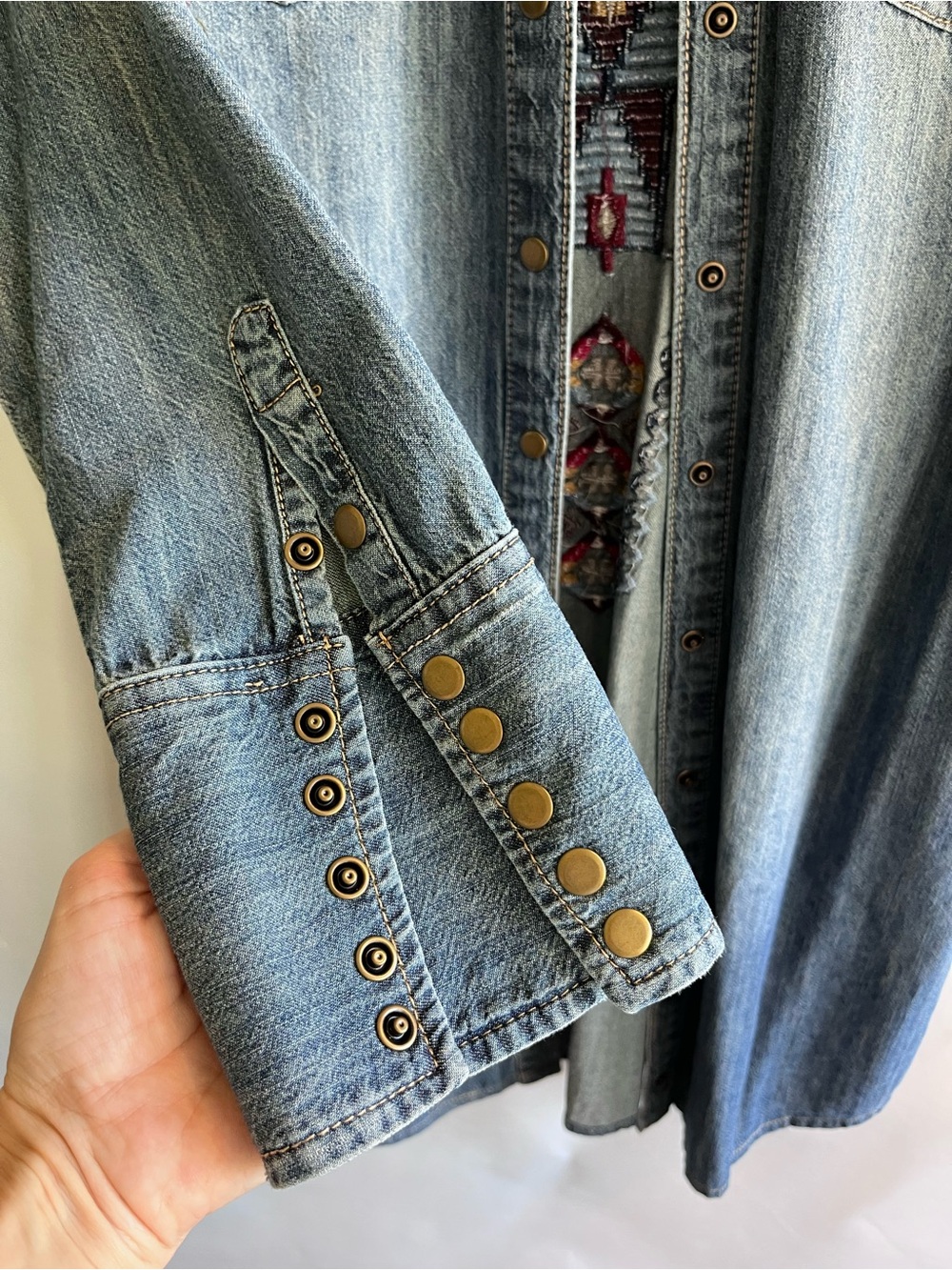 Stetson Embroidered Denim Shirt Dress Western - Picture 5 of 12